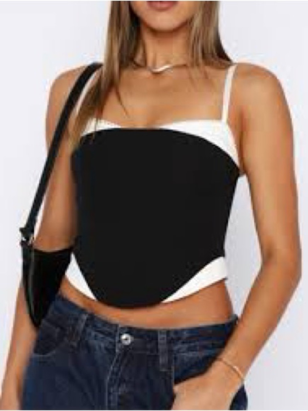 White Fox Boutique - Feel the Spark Bustier Top - White & Black
